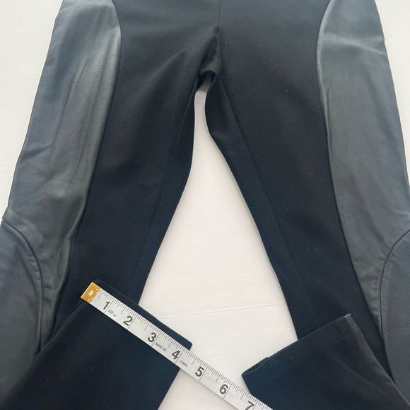Trina Turk Black Gray Colorblock Mid Rise Leather‎ Side Panel Leggings Size 4 - Picture 13 of 13